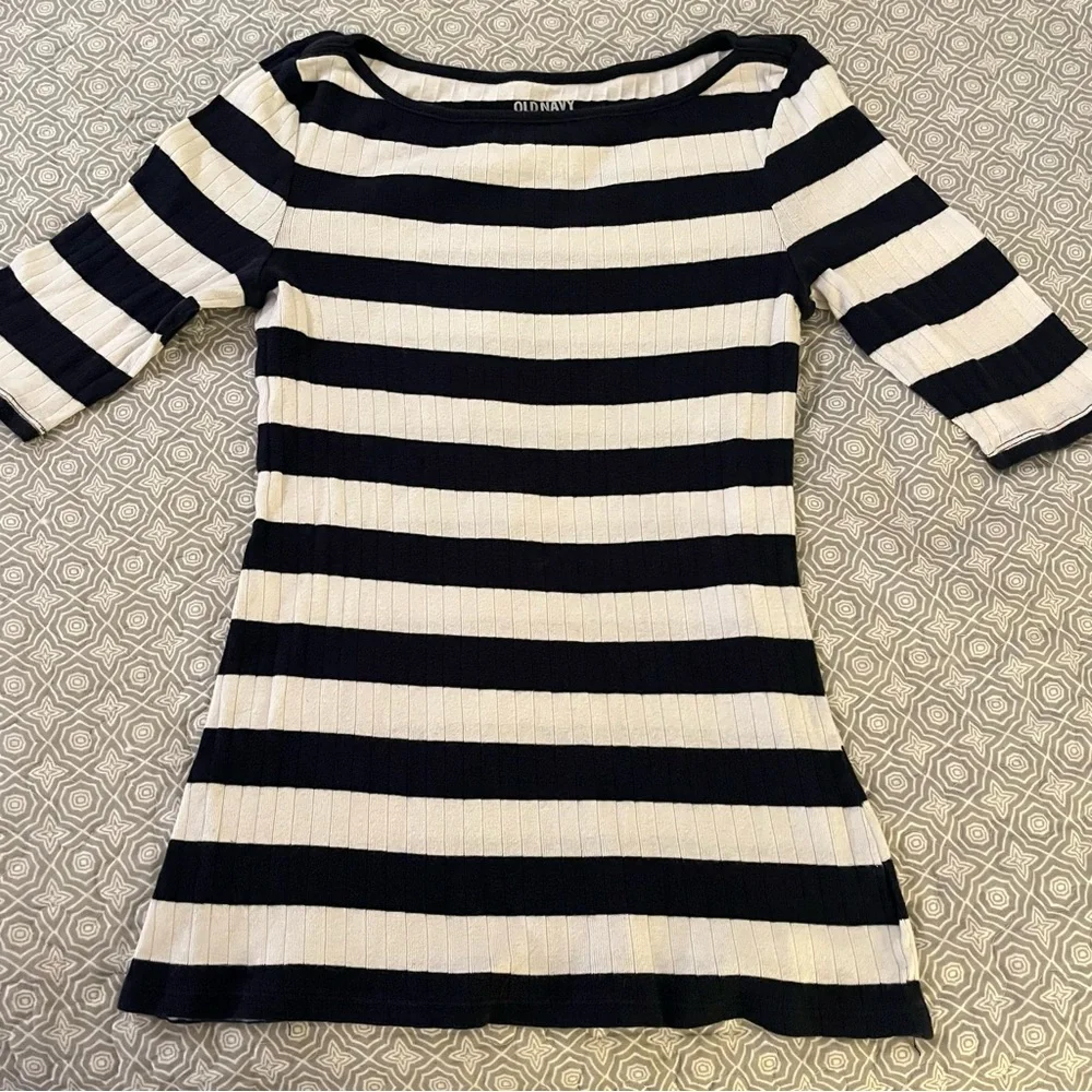 Old Navy Striped Top & Pinc Girls White Cardigan Set Kids 14 Navy White 2pc